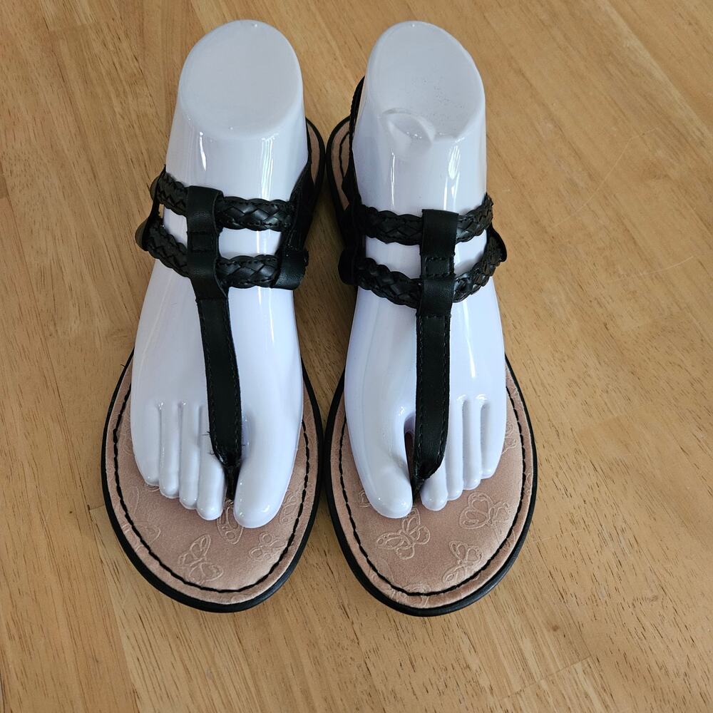 BOC Women's Black Braided Strap Thong Sandals Size 9M EUC